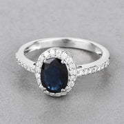 Bids.com 1.82 Carat Genuine Blue Sapphire and White Diamond 14K White Gold Ring Rings Dark Gray size 6.00,size 7.00,size 8.00