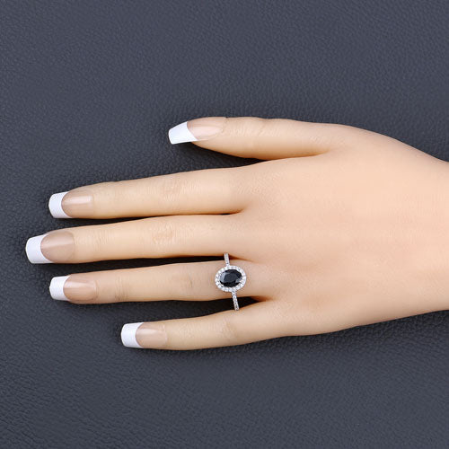 Bids.com 1.82 Carat Genuine Blue Sapphire and White Diamond 14K White Gold Ring Rings Wheat size 6.00,size 7.00,size 8.00