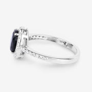 Bids.com 1.82 Carat Genuine Blue Sapphire and White Diamond 14K White Gold Ring Rings White Smoke size 6.00,size 7.00,size 8.00