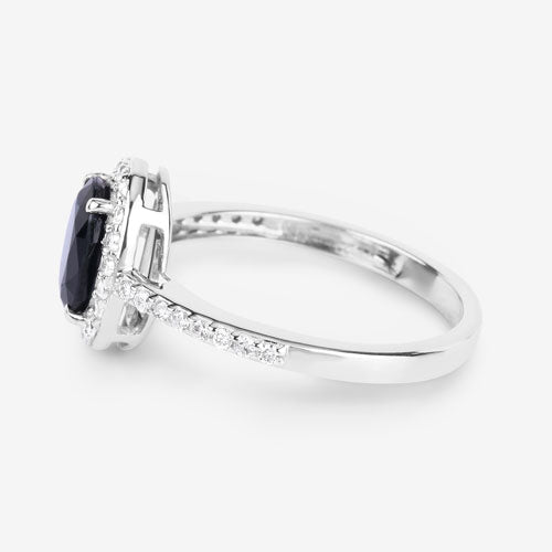 Bids.com 1.82 Carat Genuine Blue Sapphire and White Diamond 14K White Gold Ring Rings White Smoke size 6.00,size 7.00,size 8.00