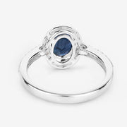 Bids.com 1.82 Carat Genuine Blue Sapphire and White Diamond 14K White Gold Ring Rings White Smoke size 6.00,size 7.00,size 8.00