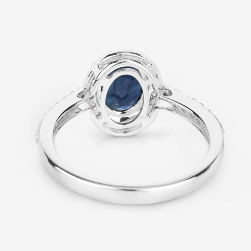 Bids.com 1.82 Carat Genuine Blue Sapphire and White Diamond 14K White Gold Ring Rings White Smoke size 6.00,size 7.00,size 8.00