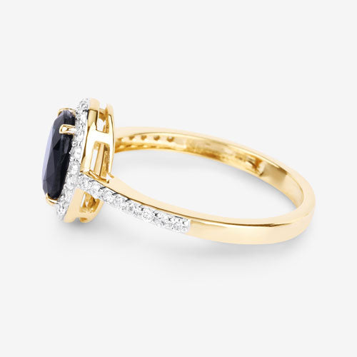 Bids.com 1.82 Carat Genuine Blue Sapphire and White Diamond 14K Yellow Gold Ring Rings White Smoke size 6.00,size 7.00,size 8.00