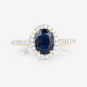 Bids.com 1.82 Carat Genuine Blue Sapphire and White Diamond 14K Yellow Gold Ring Rings White Smoke size 6.00,size 7.00,size 8.00