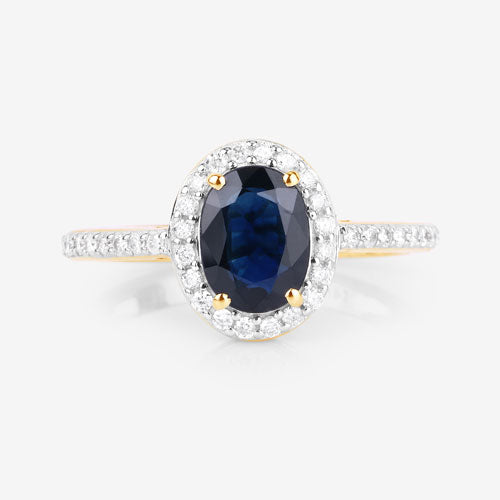 Bids.com 1.82 Carat Genuine Blue Sapphire and White Diamond 14K Yellow Gold Ring Rings White Smoke size 6.00,size 7.00,size 8.00