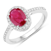 Bids.com 1.73 Carat Genuine Ruby and White Diamond 14K White Gold Ring Rings White Smoke size 6.00,size 7.00,size 8.00