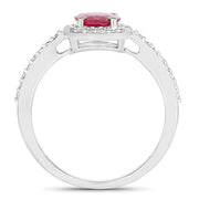 Bids.com 1.73 Carat Genuine Ruby and White Diamond 14K White Gold Ring Rings White Smoke size 6.00,size 7.00,size 8.00