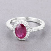 Bids.com 1.73 Carat Genuine Ruby and White Diamond 14K White Gold Ring Rings Gray size 6.00,size 7.00,size 8.00
