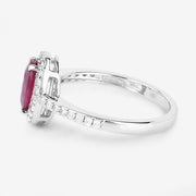 Bids.com 1.73 Carat Genuine Ruby and White Diamond 14K White Gold Ring Rings White Smoke size 6.00,size 7.00,size 8.00