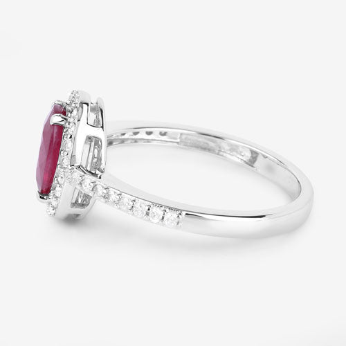 Bids.com 1.73 Carat Genuine Ruby and White Diamond 14K White Gold Ring Rings White Smoke size 6.00,size 7.00,size 8.00
