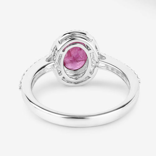 Bids.com 1.73 Carat Genuine Ruby and White Diamond 14K White Gold Ring Rings White Smoke size 6.00,size 7.00,size 8.00