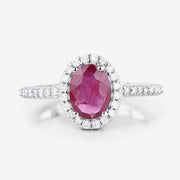 Bids.com 1.73 Carat Genuine Ruby and White Diamond 14K White Gold Ring Rings White Smoke size 6.00,size 7.00,size 8.00