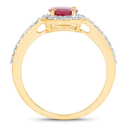 Bids.com 1.73 Carat Genuine Ruby and White Diamond 14K Yellow Gold Ring Rings White Smoke size 6.00,size 7.00,size 8.00