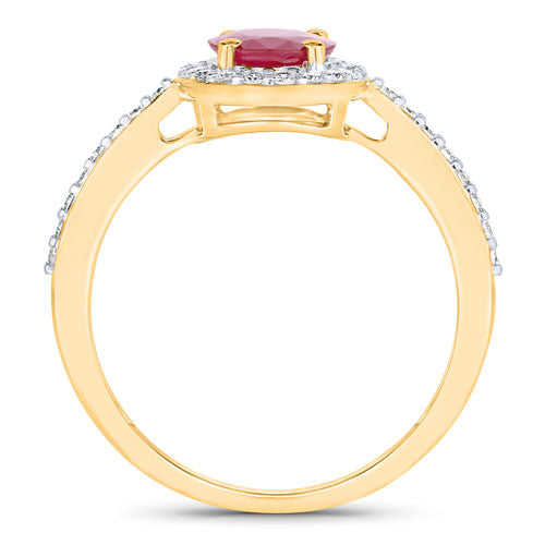 Bids.com 1.73 Carat Genuine Ruby and White Diamond 14K Yellow Gold Ring Rings White Smoke size 6.00,size 7.00,size 8.00