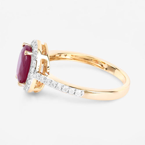 Bids.com 1.73 Carat Genuine Ruby and White Diamond 14K Yellow Gold Ring Rings White Smoke size 6.00,size 7.00,size 8.00