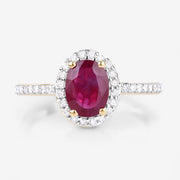 Bids.com 1.73 Carat Genuine Ruby and White Diamond 14K Yellow Gold Ring Rings White Smoke size 6.00,size 7.00,size 8.00
