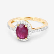 Bids.com 1.73 Carat Genuine Ruby and White Diamond 14K Yellow Gold Ring Rings White Smoke size 6.00,size 7.00,size 8.00