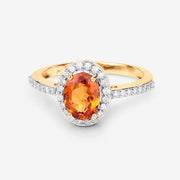 Bids.com 1.66 Carat Genuine Spessartite Garnet and White Diamond 14K Yellow Gold Ring Rings White Smoke size 6.00,size 7.00,size 8.00,size 9.00