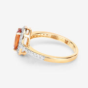 Bids.com 1.66 Carat Genuine Spessartite Garnet and White Diamond 14K Yellow Gold Ring Rings White Smoke size 6.00,size 7.00,size 8.00,size 9.00