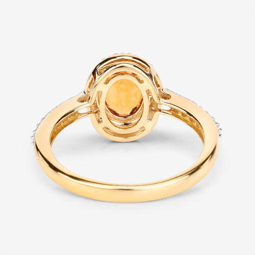 Bids.com 1.66 Carat Genuine Spessartite Garnet and White Diamond 14K Yellow Gold Ring Rings White Smoke size 6.00,size 7.00,size 8.00,size 9.00