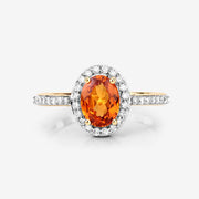 Bids.com 1.66 Carat Genuine Spessartite Garnet and White Diamond 14K Yellow Gold Ring Rings White Smoke size 6.00,size 7.00,size 8.00,size 9.00