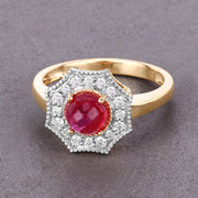 Bids.com 2.01 Carat Genuine Ruby and White Diamond 14K Yellow Gold Ring Rings Slate Gray size 6.00,size 7.00,size 8.00,size 9.00