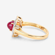 Bids.com 2.01 Carat Genuine Ruby and White Diamond 14K Yellow Gold Ring Rings White Smoke size 6.00,size 7.00,size 8.00,size 9.00