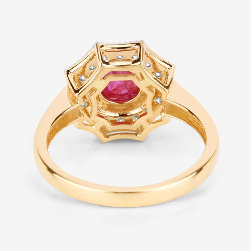 Bids.com 2.01 Carat Genuine Ruby and White Diamond 14K Yellow Gold Ring Rings White Smoke size 6.00,size 7.00,size 8.00,size 9.00