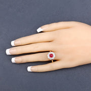 Bids.com 2.01 Carat Genuine Ruby and White Diamond 14K Yellow Gold Ring Rings Peach Puff size 6.00,size 7.00,size 8.00,size 9.00