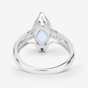 Bids.com 2.09 Carat Genuine Aquamarine and White Diamond 14K White Gold Ring Rings White Smoke size 6.00,size 7.00,size 8.00,size 9.00