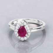 Bids.com 0.92 Carat Genuine Ruby and White Diamond 14K White Gold Ring Rings Gray size 6.00,size 7.00,size 8.00,size 9.00