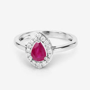 Bids.com 0.92 Carat Genuine Ruby and White Diamond 14K White Gold Ring Rings Lavender size 6.00,size 7.00,size 8.00,size 9.00
