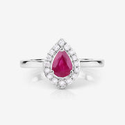 Bids.com 0.92 Carat Genuine Ruby and White Diamond 14K White Gold Ring Rings White Smoke size 6.00,size 7.00,size 8.00,size 9.00