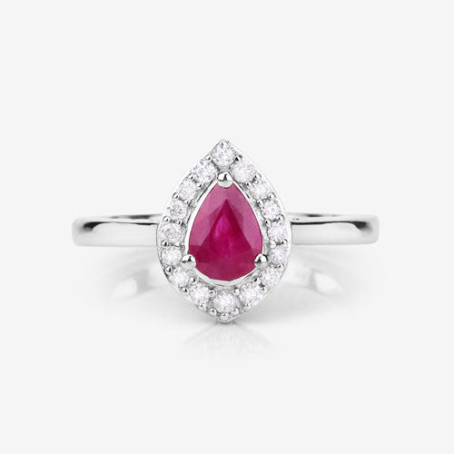 Bids.com 0.92 Carat Genuine Ruby and White Diamond 14K White Gold Ring Rings White Smoke size 6.00,size 7.00,size 8.00,size 9.00