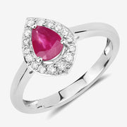 Bids.com 0.92 Carat Genuine Ruby and White Diamond 14K White Gold Ring Rings White Smoke size 6.00,size 7.00,size 8.00,size 9.00