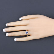 Bids.com 1.11 Carat Genuine Blue Sapphire and White Diamond 10K Yellow Gold Ring Rings Wheat size 5.00,size 6.00,size 7.00,size 8.00,size 9.00