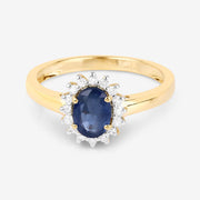 Bids.com 1.11 Carat Genuine Blue Sapphire and White Diamond 10K Yellow Gold Ring Rings White Smoke size 5.00,size 6.00,size 7.00,size 8.00,size 9.00
