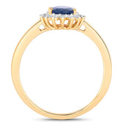 Bids.com 1.11 Carat Genuine Blue Sapphire and White Diamond 10K Yellow Gold Ring Rings White Smoke size 5.00,size 6.00,size 7.00,size 8.00,size 9.00