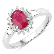 Bids.com 1.01 Carat Genuine Ruby and White Diamond 10K White Gold Ring Rings White Smoke size 5.00,size 6.00,size 7.00,size 8.00,size 9.00