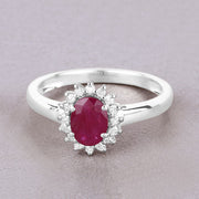Bids.com 1.01 Carat Genuine Ruby and White Diamond 10K White Gold Ring Rings Gray size 5.00,size 6.00,size 7.00,size 8.00,size 9.00