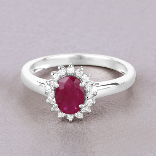 Bids.com 1.01 Carat Genuine Ruby and White Diamond 10K White Gold Ring Rings Gray size 5.00,size 6.00,size 7.00,size 8.00,size 9.00