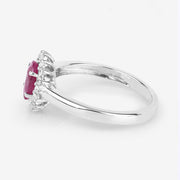 Bids.com 1.01 Carat Genuine Ruby and White Diamond 10K White Gold Ring Rings White Smoke size 5.00,size 6.00,size 7.00,size 8.00,size 9.00