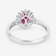 Bids.com 1.01 Carat Genuine Ruby and White Diamond 10K White Gold Ring Rings White Smoke size 5.00,size 6.00,size 7.00,size 8.00,size 9.00