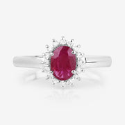 Bids.com 1.01 Carat Genuine Ruby and White Diamond 10K White Gold Ring Rings White Smoke size 5.00,size 6.00,size 7.00,size 8.00,size 9.00