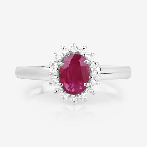 Bids.com 1.01 Carat Genuine Ruby and White Diamond 10K White Gold Ring Rings White Smoke size 5.00,size 6.00,size 7.00,size 8.00,size 9.00