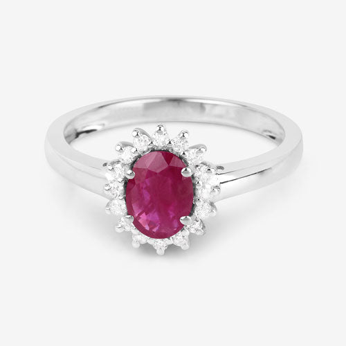 Bids.com 1.01 Carat Genuine Ruby and White Diamond 10K White Gold Ring Rings Lavender size 5.00,size 6.00,size 7.00,size 8.00,size 9.00