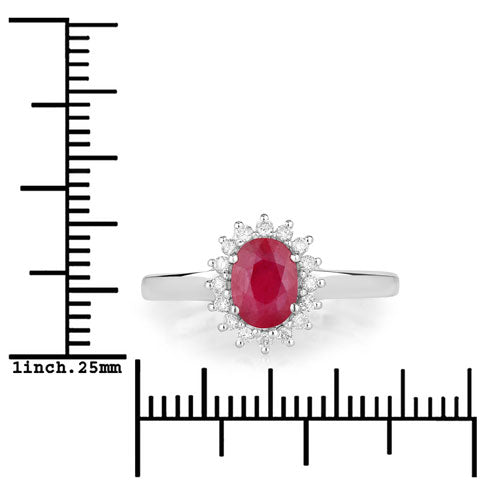 Bids.com 1.01 Carat Genuine Ruby and White Diamond 10K White Gold Ring Rings White Smoke size 5.00,size 6.00,size 7.00,size 8.00,size 9.00