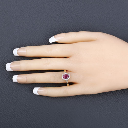 Bids.com 1.01 Carat Genuine Ruby and White Diamond 10K Yellow Gold Ring Rings Dark Slate Gray size 5.00,size 6.00,size 7.00,size 8.00,size 9.00