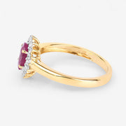 Bids.com 1.01 Carat Genuine Ruby and White Diamond 10K Yellow Gold Ring Rings White Smoke size 5.00,size 6.00,size 7.00,size 8.00,size 9.00
