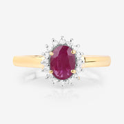 Bids.com 1.01 Carat Genuine Ruby and White Diamond 10K Yellow Gold Ring Rings White Smoke size 5.00,size 6.00,size 7.00,size 8.00,size 9.00